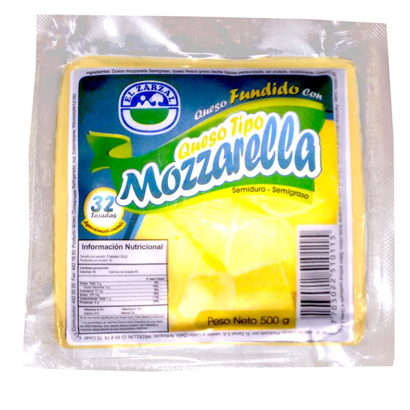 QUESO FUND. TIPO MOZARELLA BLOQUE TAJADO 500 Grs - El Zarzal